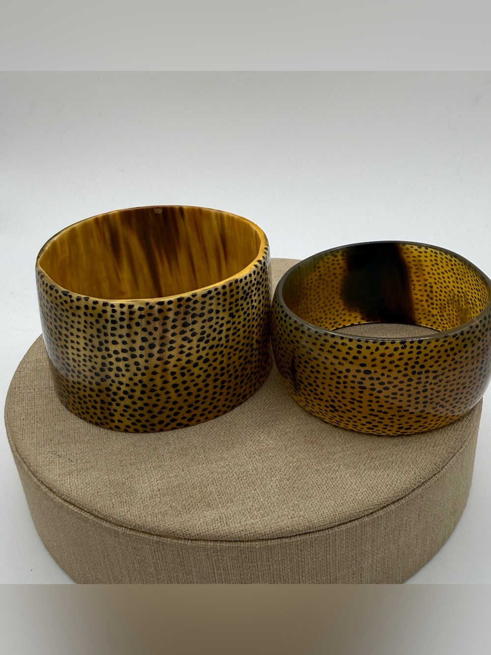 Vintage 1970s Buffalo Horn Bracelet Bangle Handmade Masai African Tribal Painted